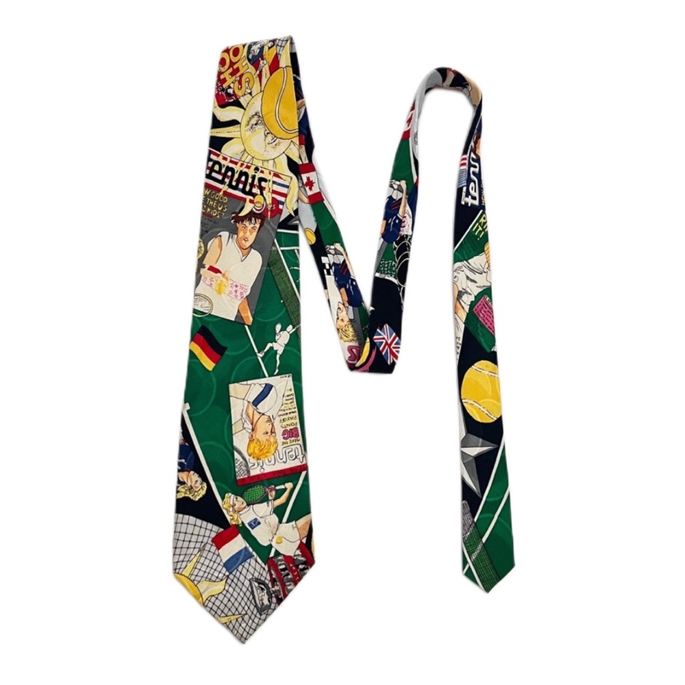 Nicole Miller Men's Colorful 100% Silk Tennis Graphic‎ Tie
